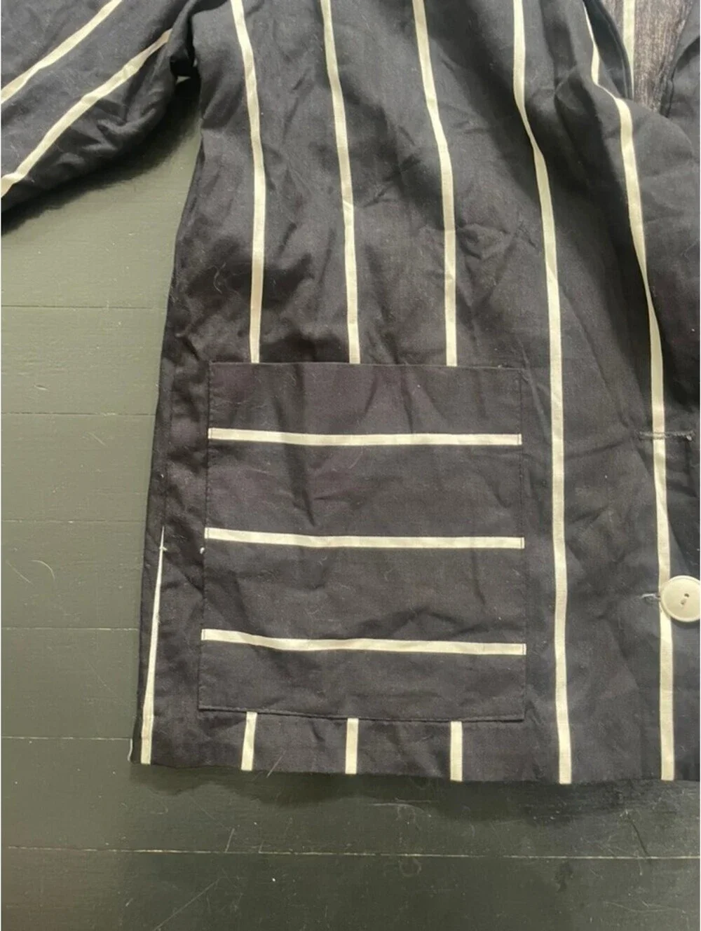 Vintage Lerner Black White Striped Lightweight Blazer